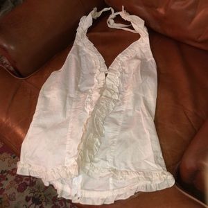 Romantic white ruffle halter